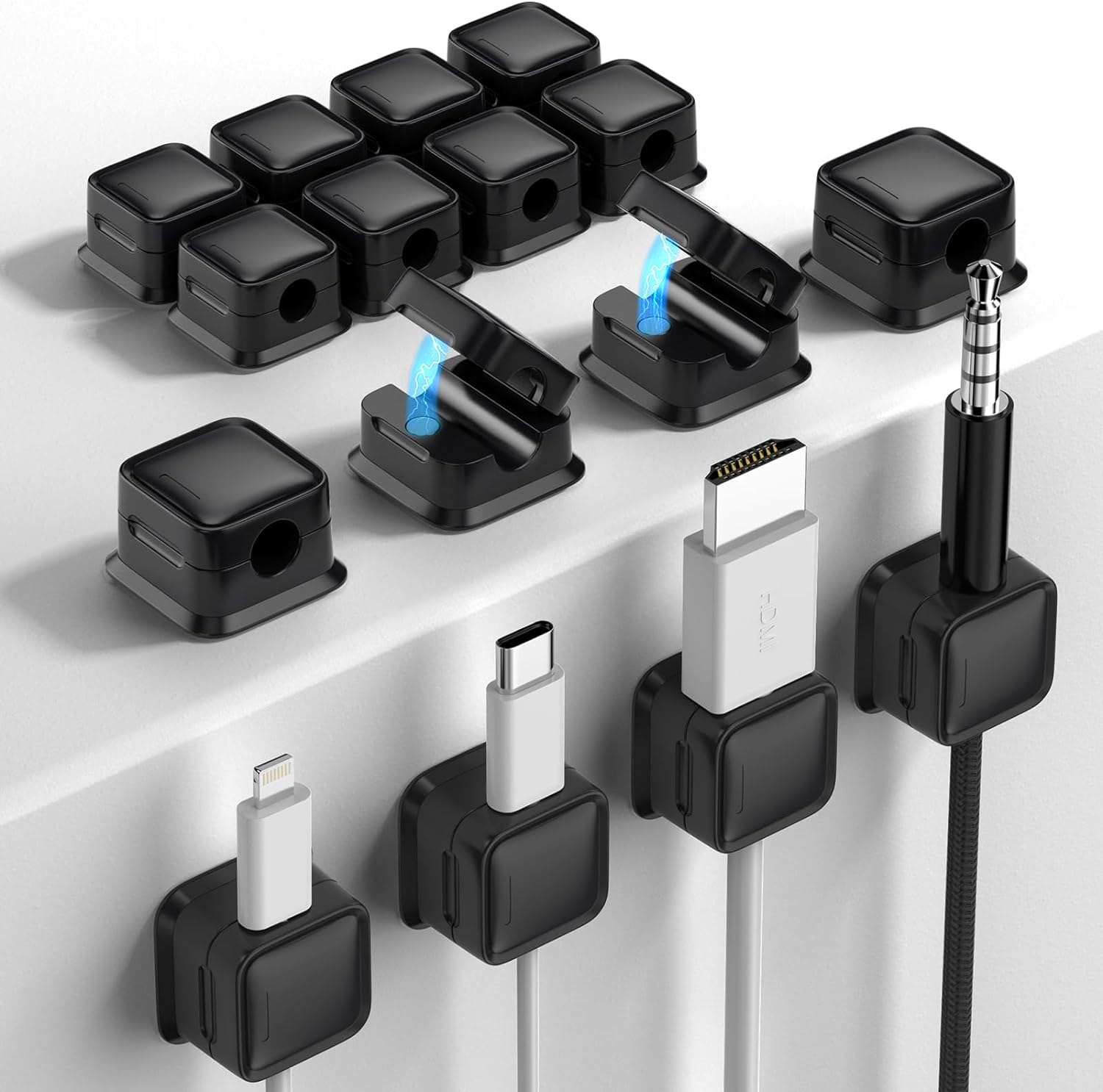 Magnetic Cable Organizer Clips – 8 Pack Cord Management Holders for Desk & Home
