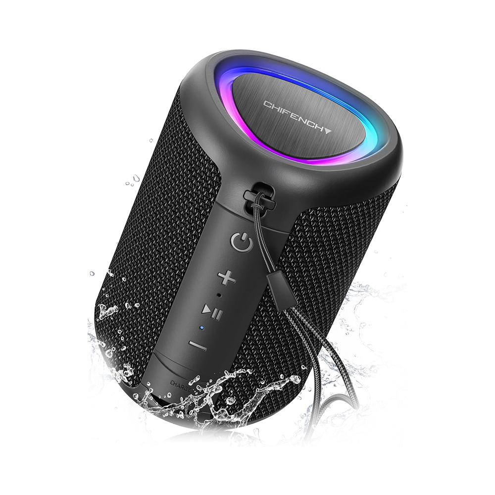 Portable Bluetooth Speaker 20W Peak, 15W Loud Stereo Sound, Beat-Synced LED, 15H Playtime, TWS Pairing, Bluetooth 5.3, Compact & Lightweight