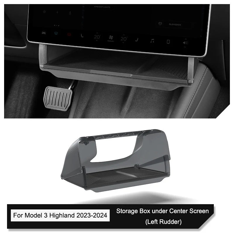 Under-Screen Hidden Storage Box For Tesla Model Y Model 3 Highland 2024