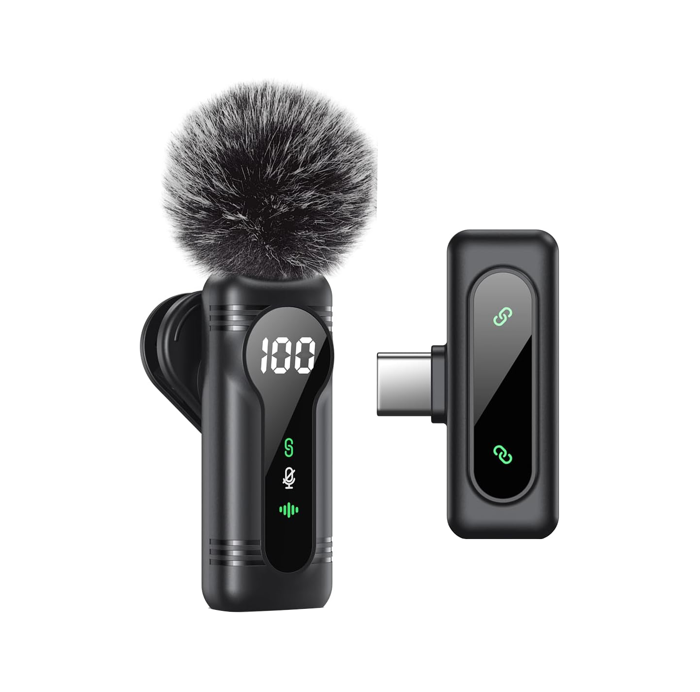 Wireless Microphone Dual Set – Plug & Play Clip-on Mic with Magnetic Mount, Noise Cancelling