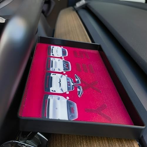 Center Console Organizer with Anti-Slip Liner Tray Magnetic with Tesla Model 3 Model Y Accessories(Black)