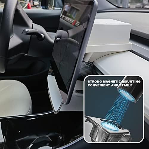 Center Console Organizer with Anti-Slip Liner Tray Magnetic with Tesla Model 3 Model Y Accessories(Black)