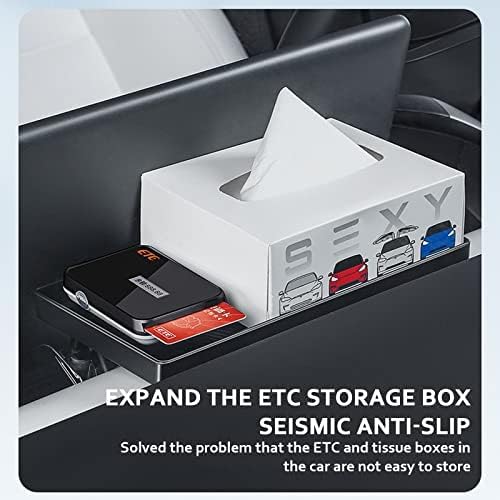 Center Console Organizer with Anti-Slip Liner Tray Magnetic with Tesla Model 3 Model Y Accessories(Black)