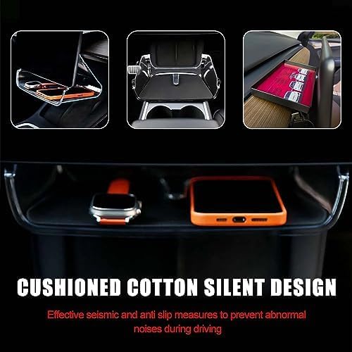 Center Console Organizer with Anti-Slip Liner Tray Magnetic with Tesla Model 3 Model Y Accessories(Black)