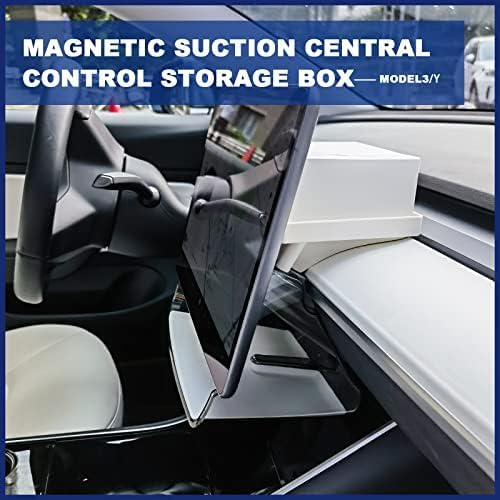 Center Console Organizer with Anti-Slip Liner Tray Magnetic with Tesla Model 3 Model Y Accessories(Black)