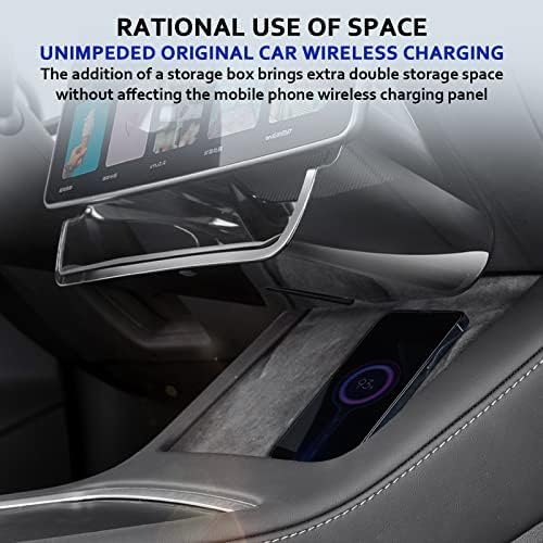 Center Console Organizer with Anti-Slip Liner Tray Magnetic with Tesla Model 3 Model Y Accessories(Black)