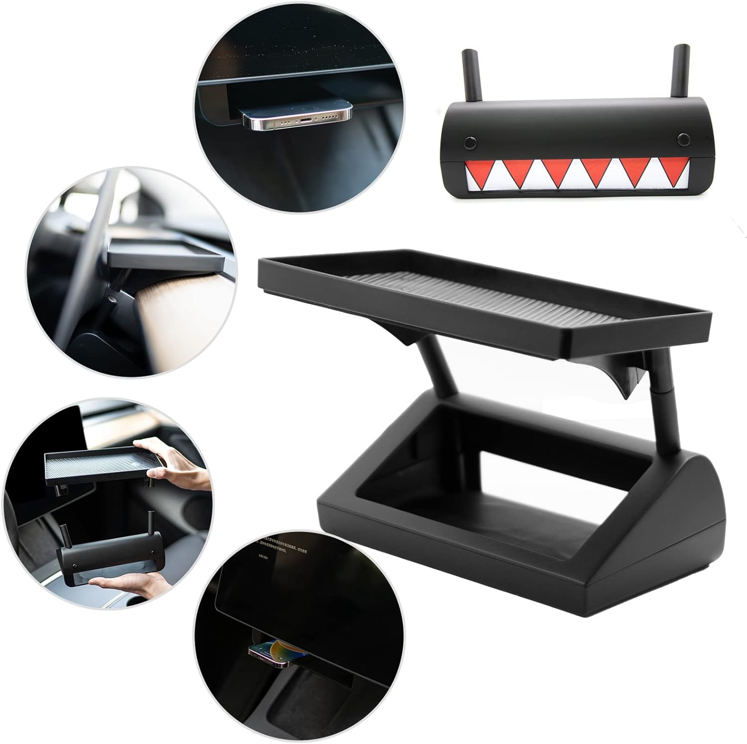 Center Console Organizer with Anti-Slip Liner Tray Magnetic with Tesla Model 3 Model Y Accessories(Black)