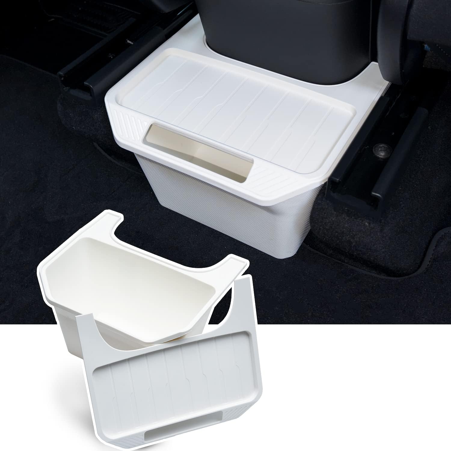 Trash Can Rear Center Console Organizer Behind Seat, Seat back, Second Row Tissue Holder/Storage Bin for Model Y Accessories