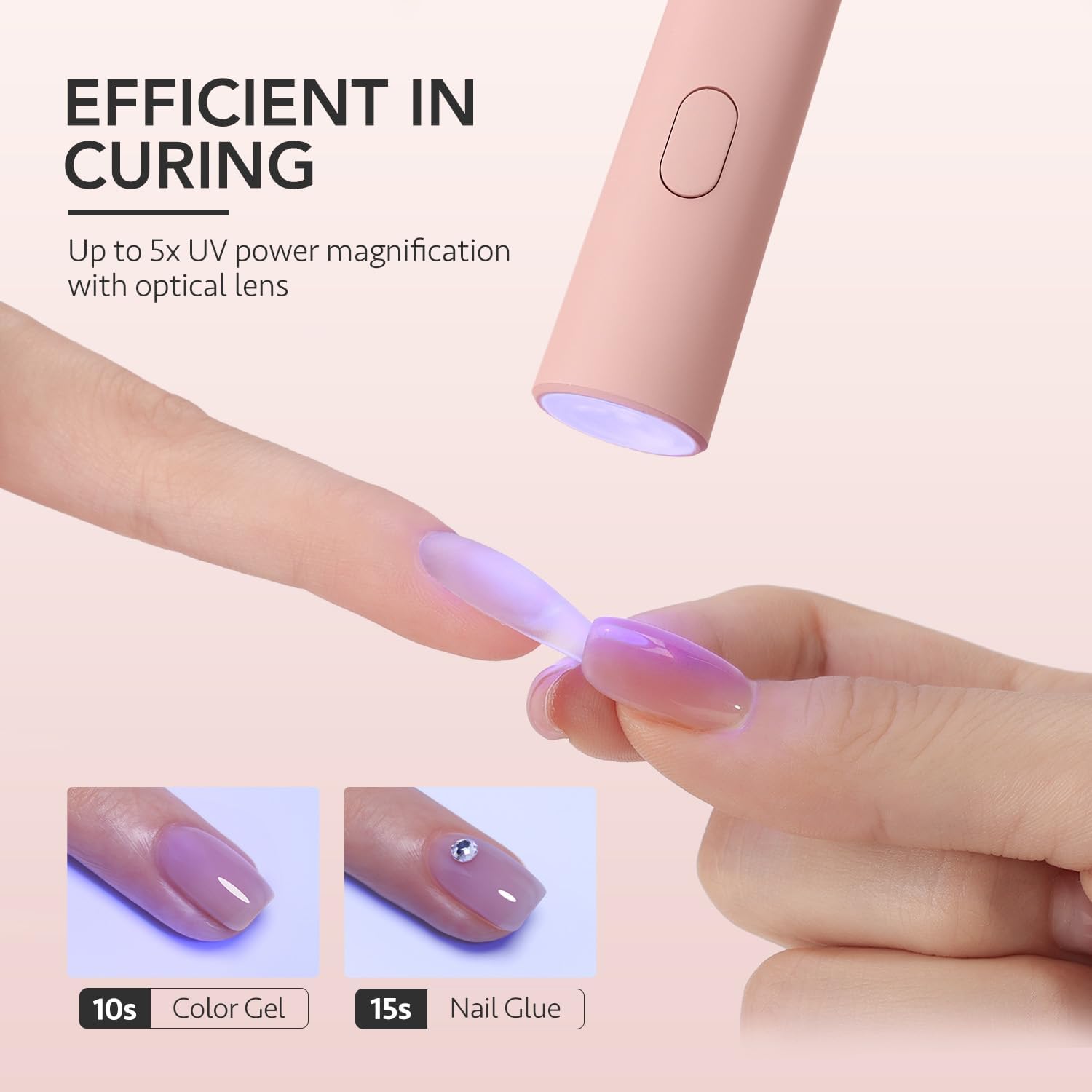 Handheld UV Light for Gel Nails, Mini Nail Light, Portable LED Nail Lamp, Cordless Rechargeable USB Nail Dryer