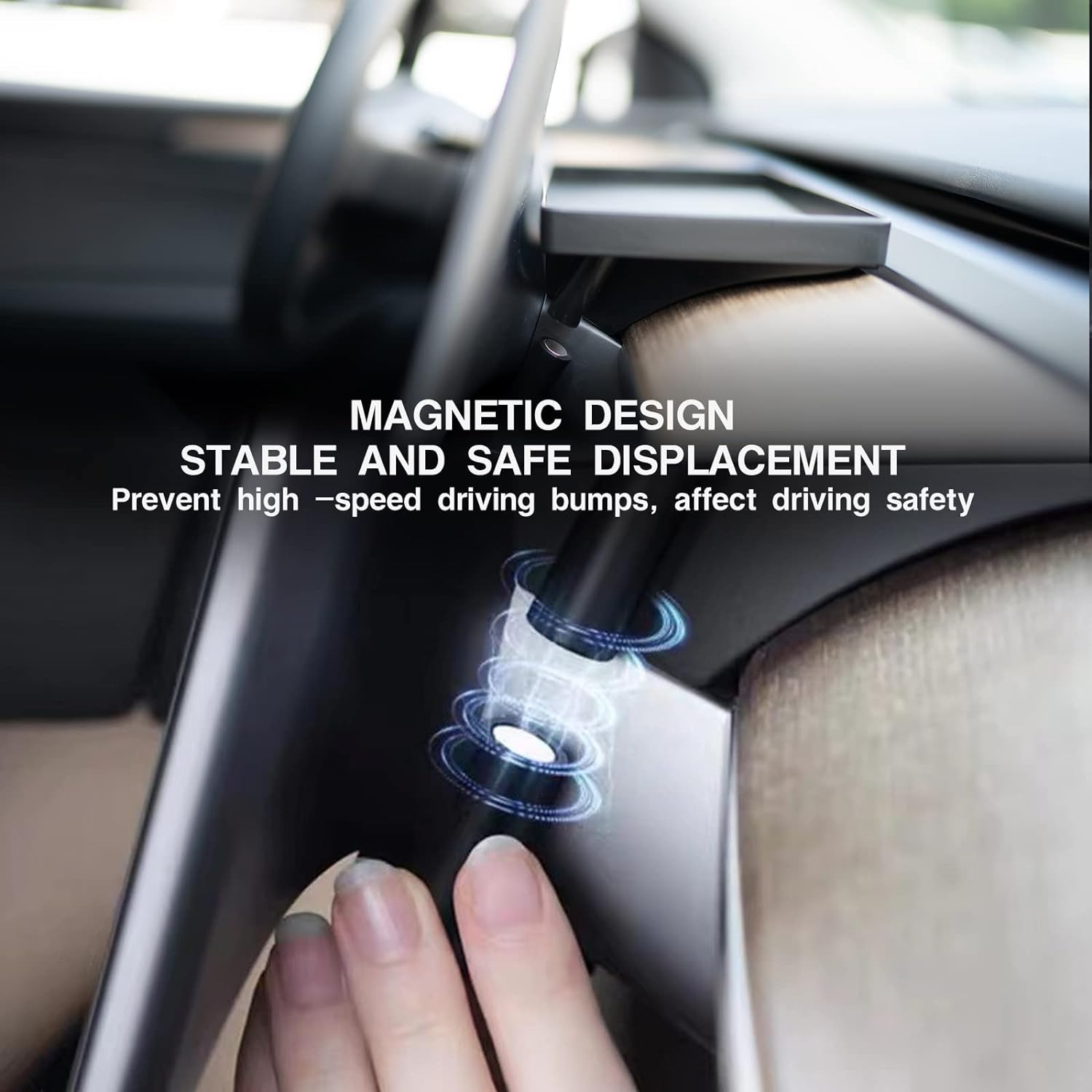 Center Console Organizer with Anti-Slip Liner Tray Magnetic with Tesla Model 3 Model Y Accessories(Black)