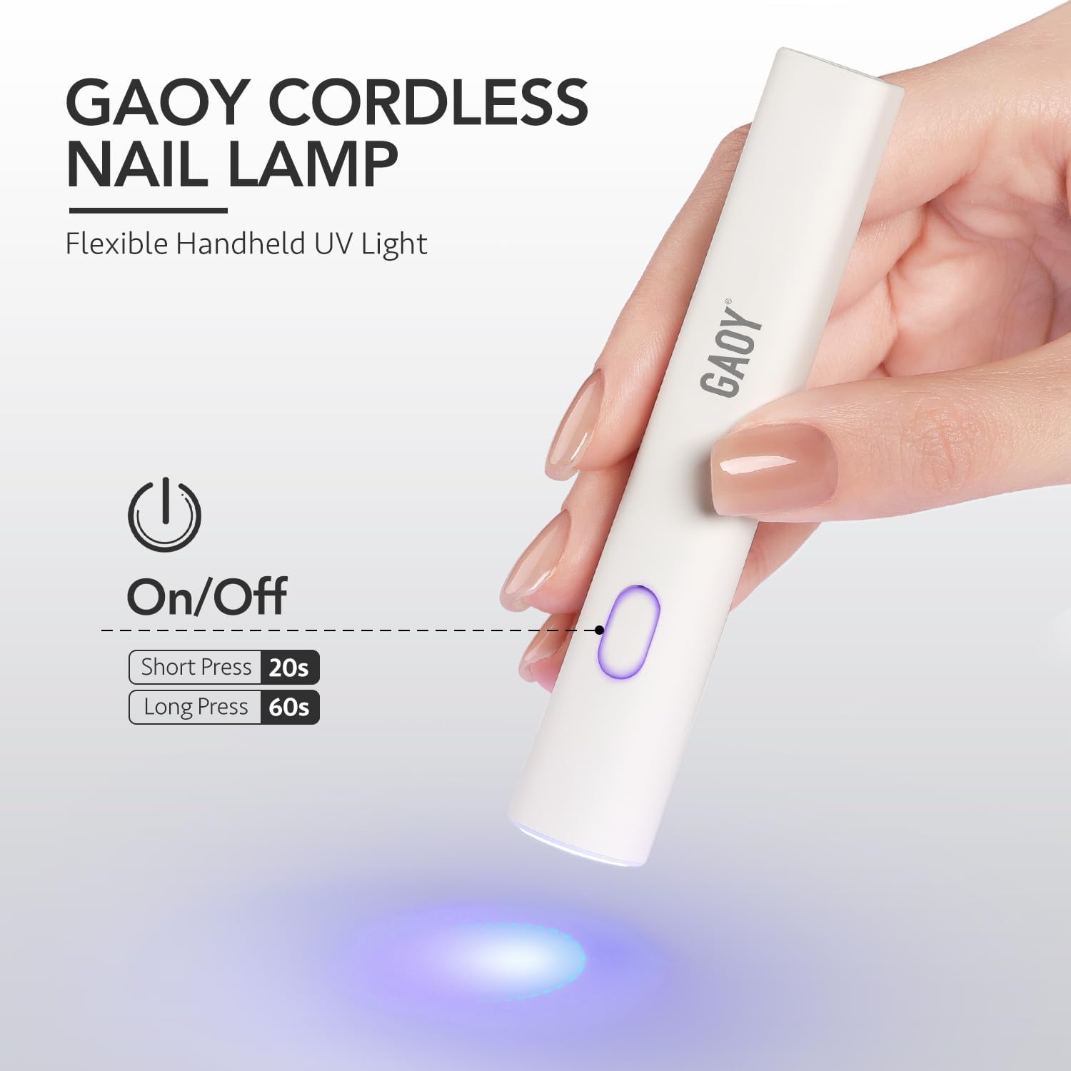 Handheld UV Light for Gel Nails, Mini Nail Light, Portable LED Nail Lamp, Cordless Rechargeable USB Nail Dryer