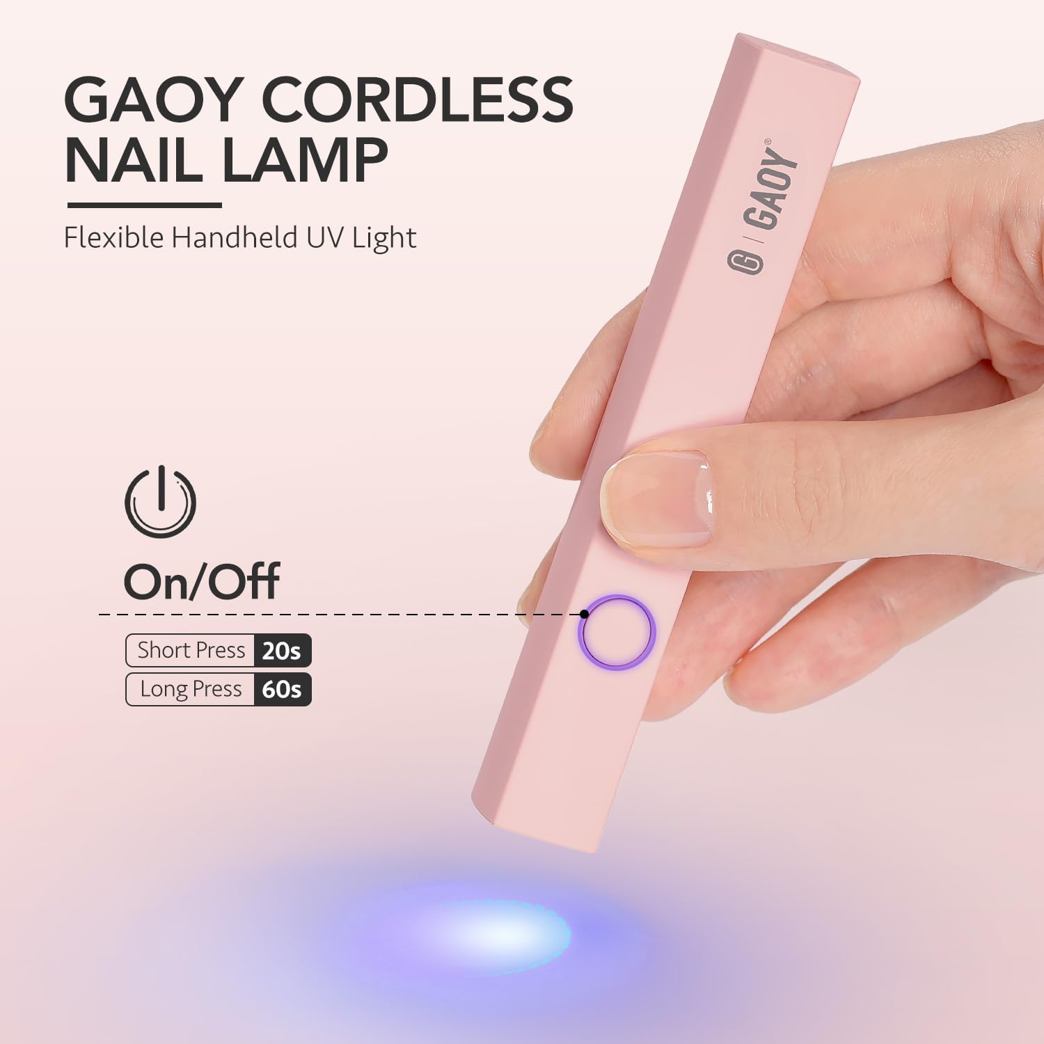 Handheld UV Light for Gel Nails, Mini Nail Light, Portable LED Nail Lamp, Cordless Rechargeable USB Nail Dryer