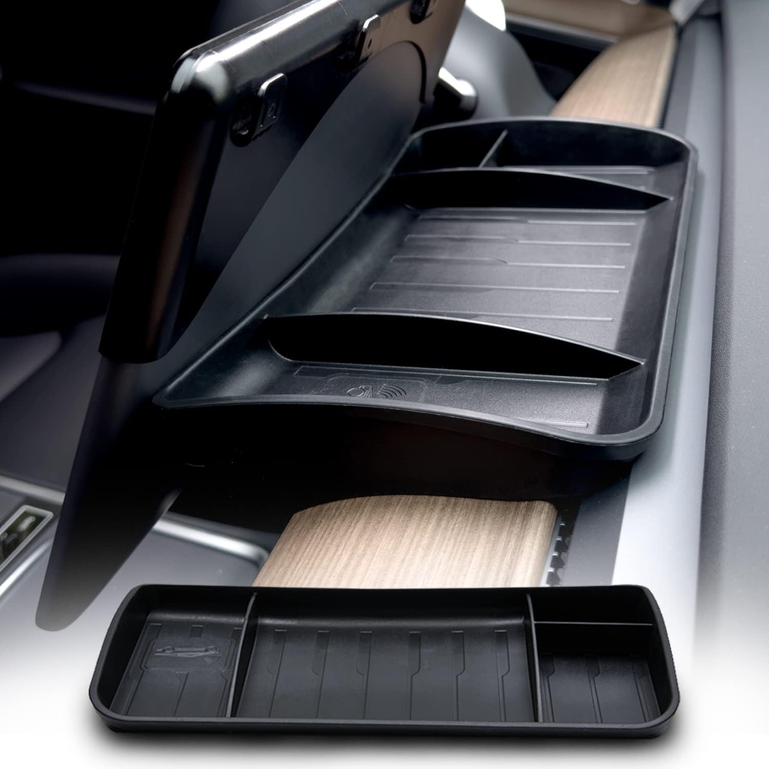 Trash Can Rear Center Console Organizer Behind Seat, Seat back, Second Row Tissue Holder/Storage Bin for Model Y Accessories