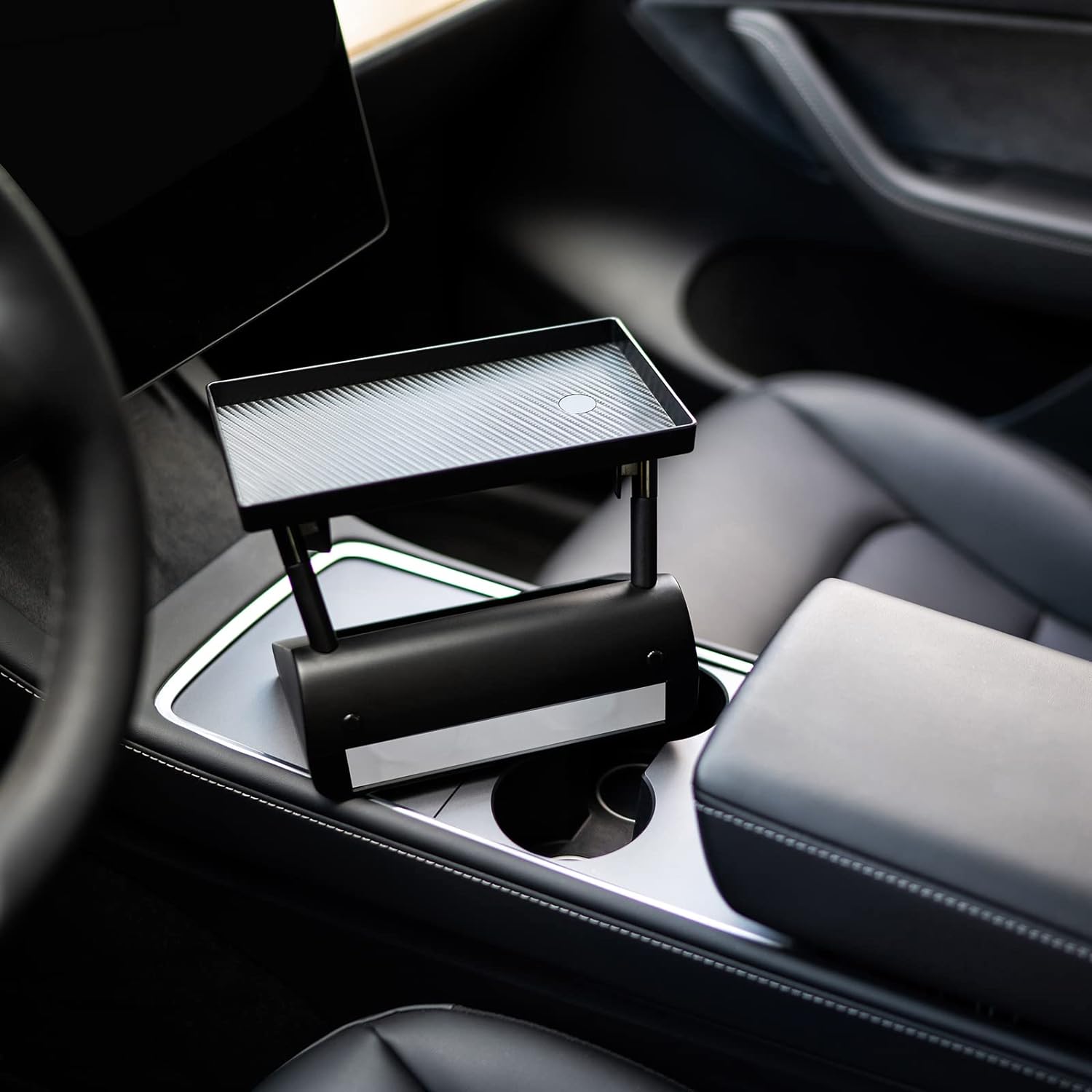 Center Console Organizer with Anti-Slip Liner Tray Magnetic with Tesla Model 3 Model Y Accessories(Black)