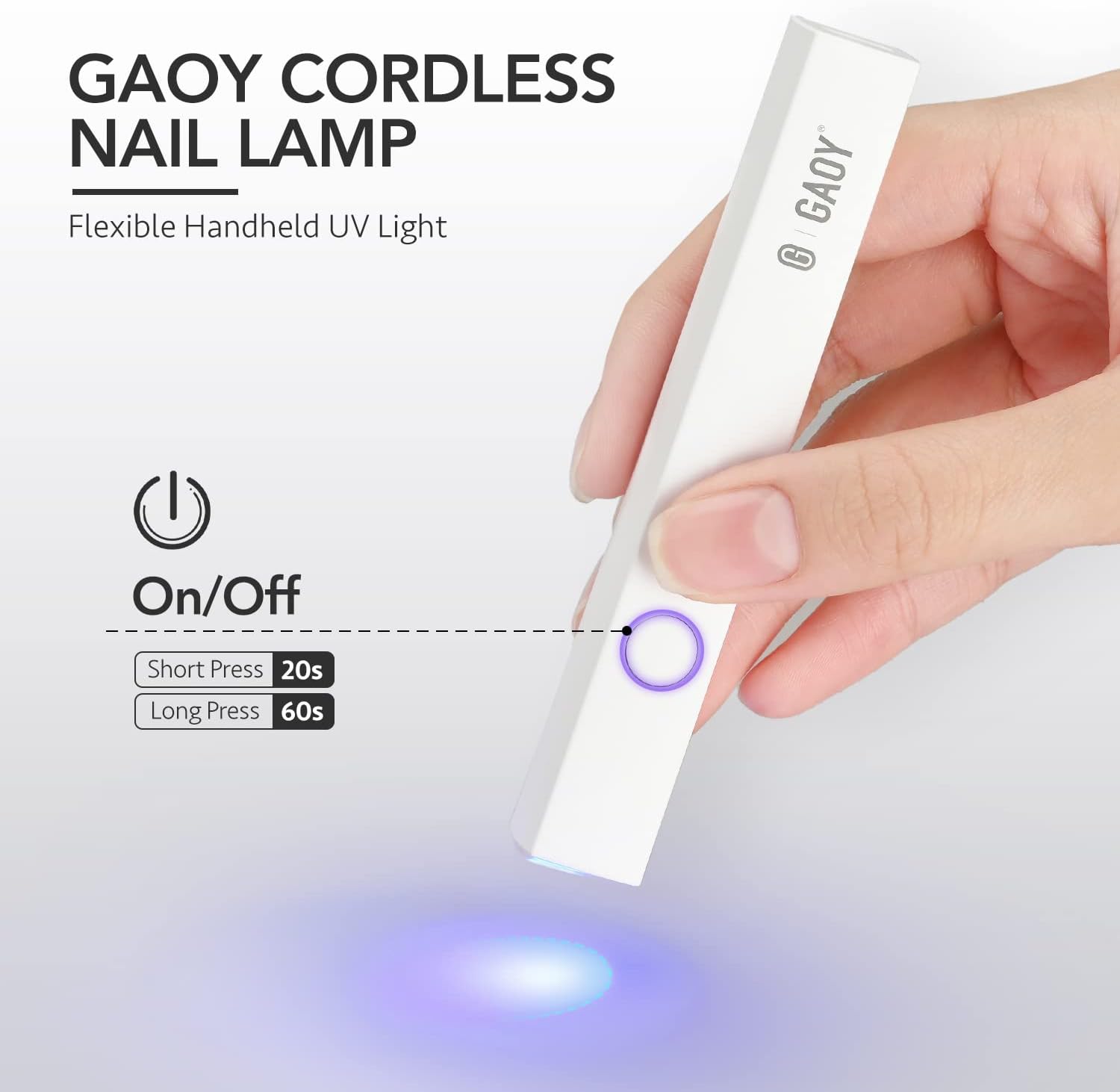Handheld UV Light for Gel Nails, Mini Nail Light, Portable LED Nail Lamp, Cordless Rechargeable USB Nail Dryer