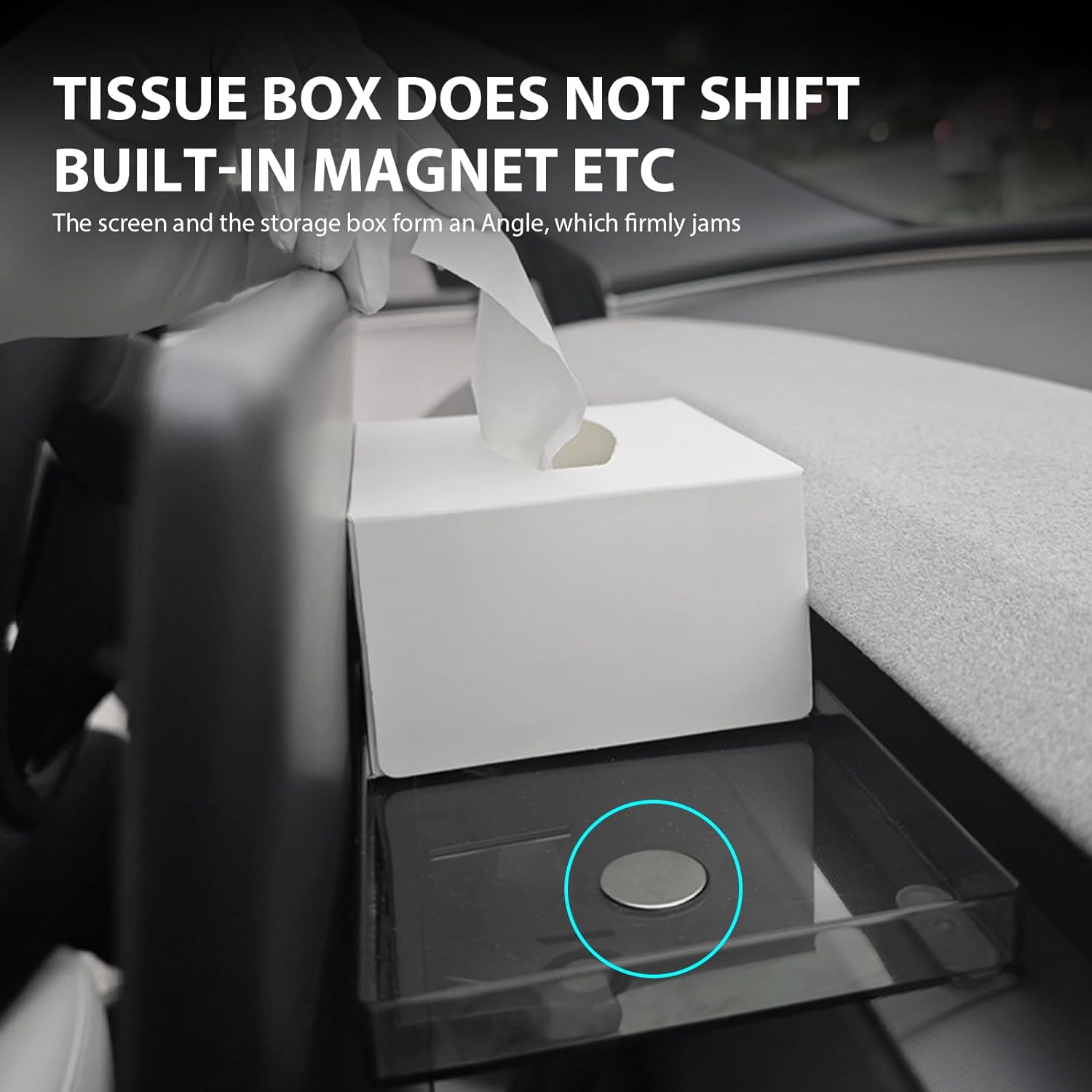 Center Console Organizer with Anti-Slip Liner Tray Magnetic with Tesla Model 3 Model Y Accessories(Black)