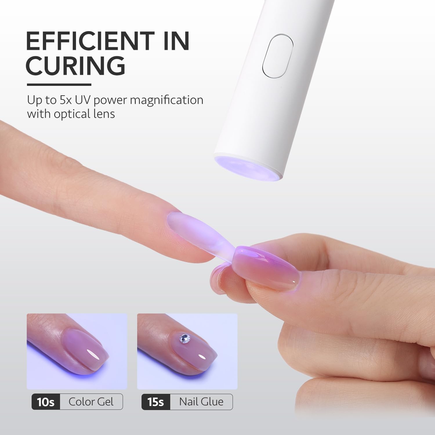 Handheld UV Light for Gel Nails, Mini Nail Light, Portable LED Nail Lamp, Cordless Rechargeable USB Nail Dryer