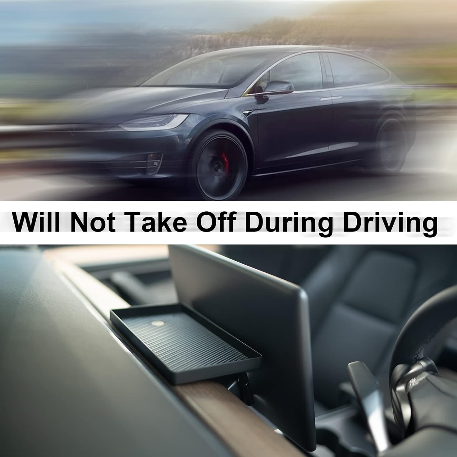 Center Console Organizer with Anti-Slip Liner Tray Magnetic with Tesla Model 3 Model Y Accessories(Black)
