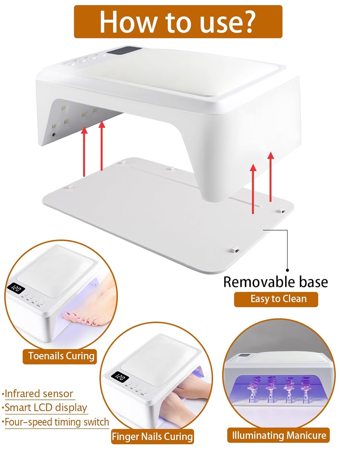 72W UV Led Nail Lamp for Gel Nail Polish Press On Nails Curing Nails Dryer