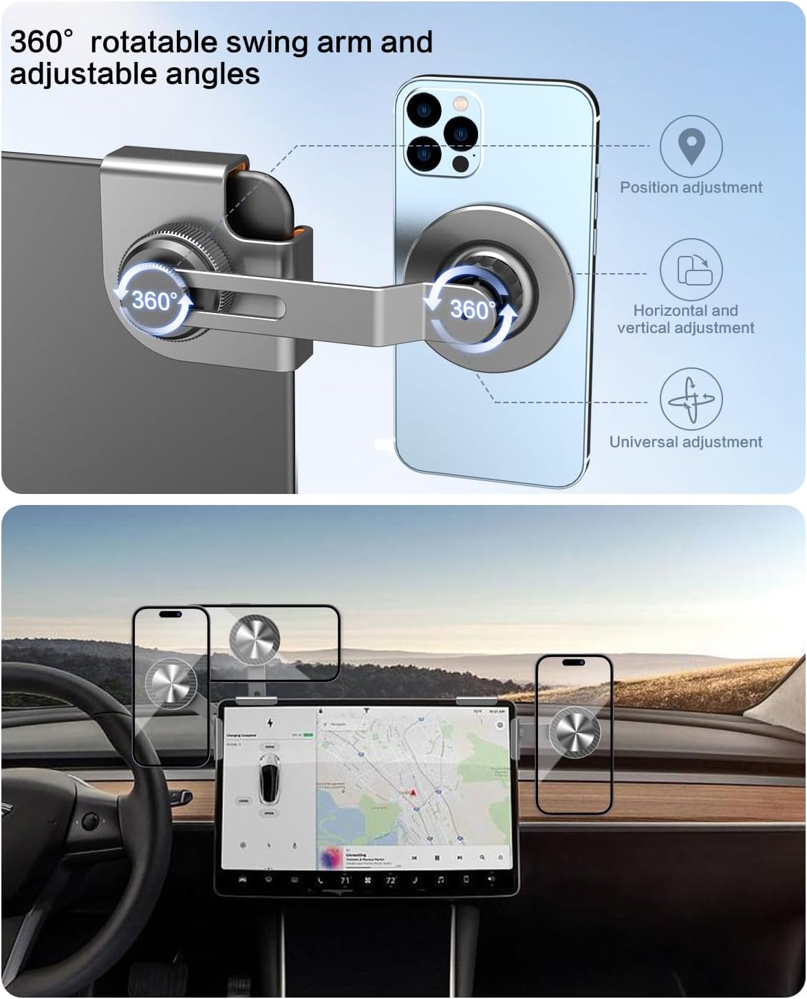 All Aluminum Magnetic MagSafe Tesla Phone Mount