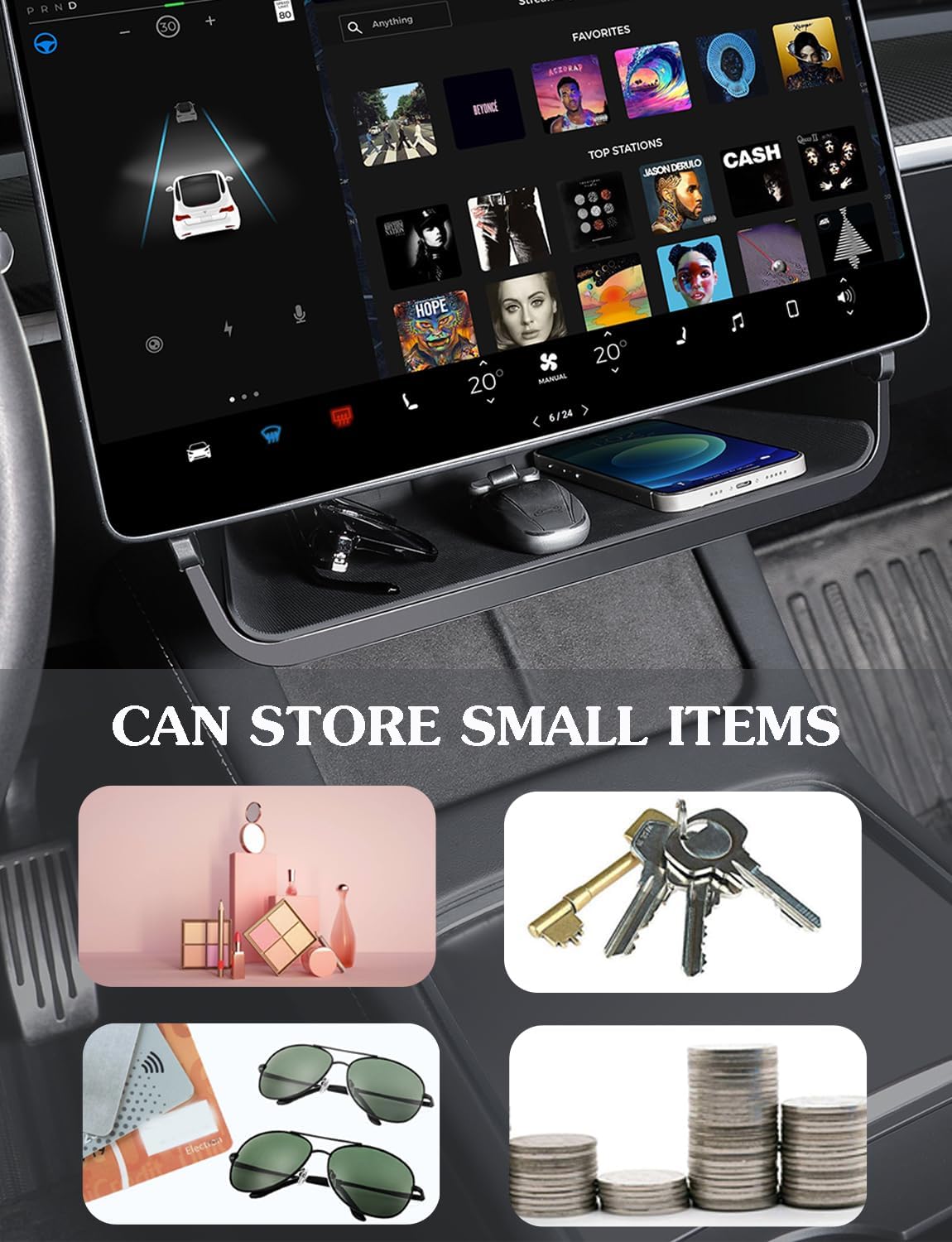 Under Screen Storage Organizer Tray Box Console Center for Tesla Model 3 Model Y Accessories