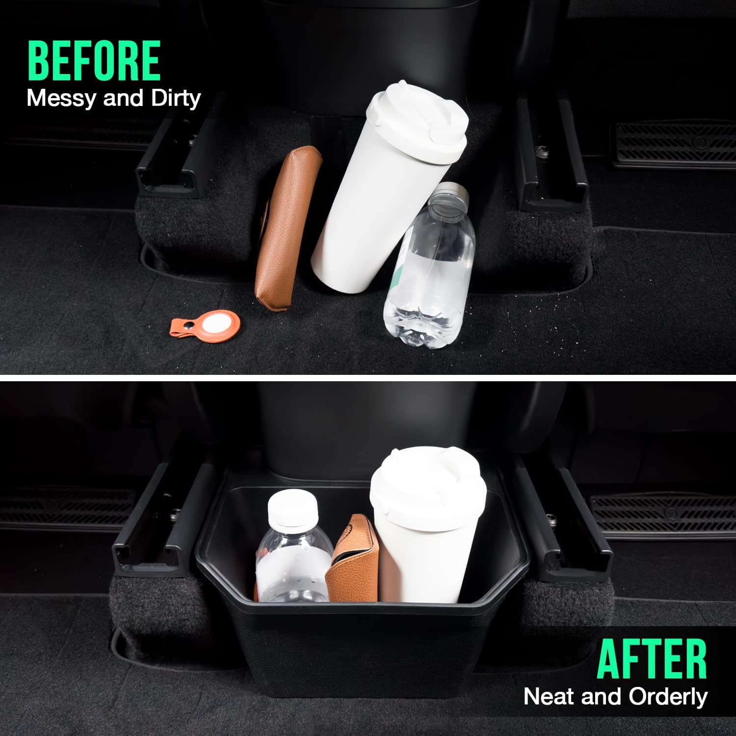 Trash Can Rear Center Console Organizer Behind Seat, Seat back, Second Row Tissue Holder/Storage Bin for Model Y Accessories