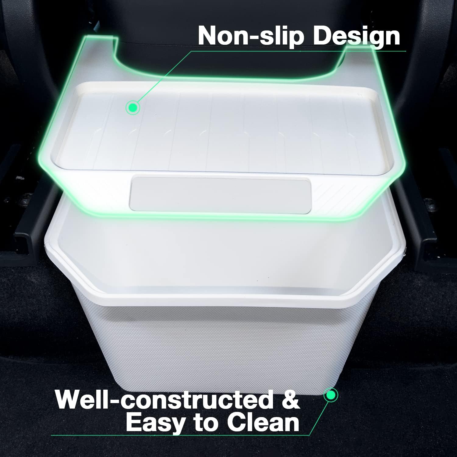 Trash Can Rear Center Console Organizer Behind Seat, Seat back, Second Row Tissue Holder/Storage Bin for Model Y Accessories