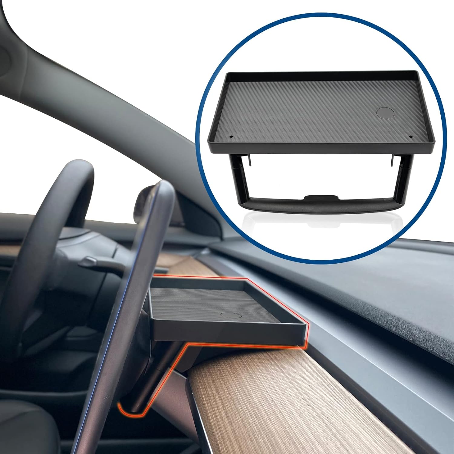 Center Console Organizer with Anti-Slip Liner Tray Magnetic with Tesla Model 3 Model Y Accessories(Black)