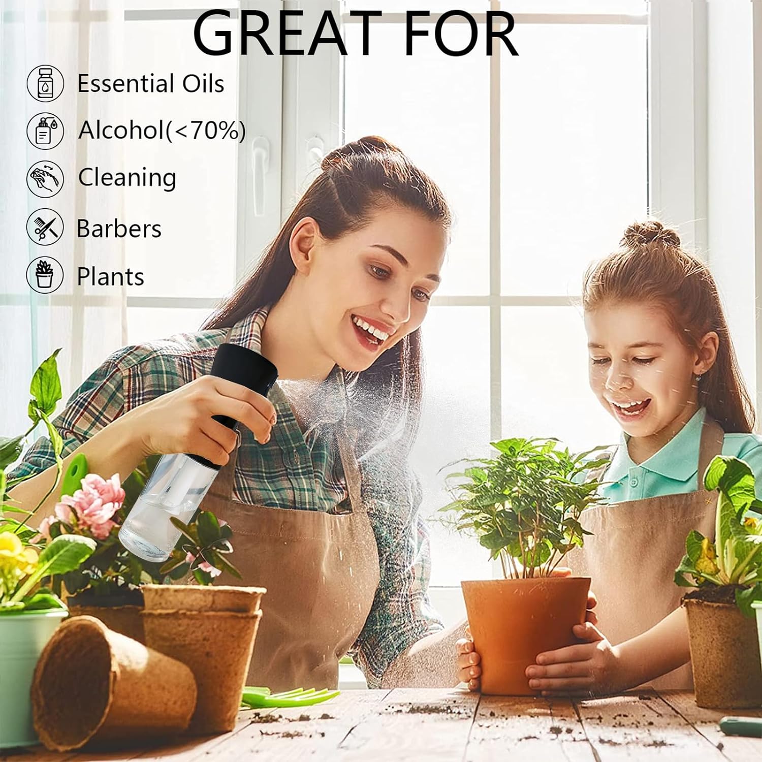 Reusable Ultra-Fine Spray Bottles for Hair (200ml/6.8oz 2pack) for Salon, Hairstyling, Plant Watering, Cleaning, Spraying And Skin Care
