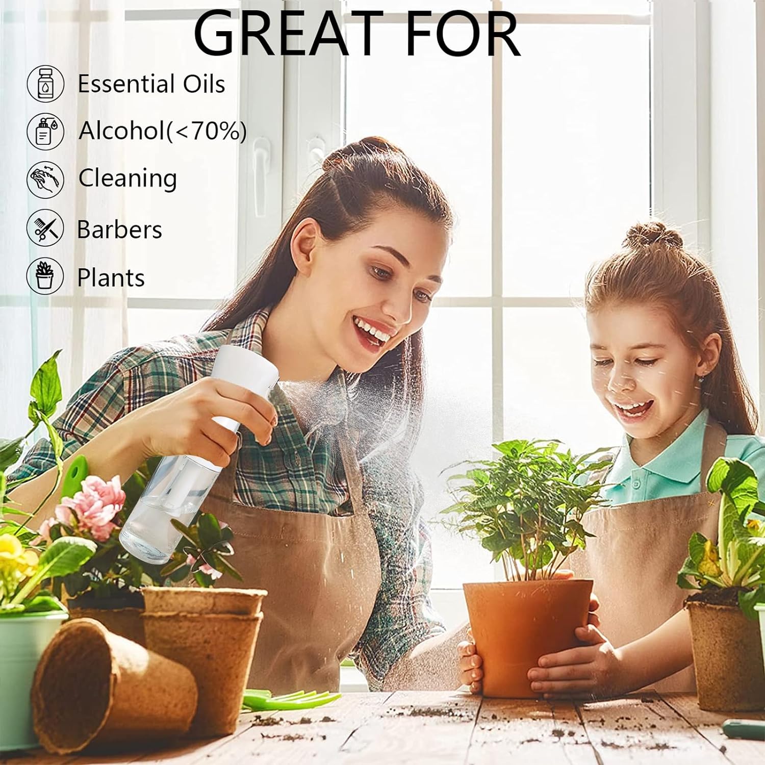 Reusable Ultra-Fine Spray Bottles for Hair (200ml/6.8oz 2pack) for Salon, Hairstyling, Plant Watering, Cleaning, Spraying And Skin Care