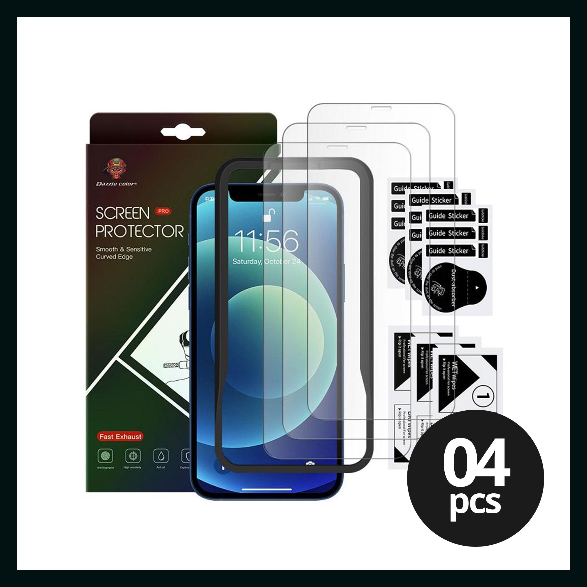 Tempered Glass Screen Protector with Frame For iPhone 12 Series