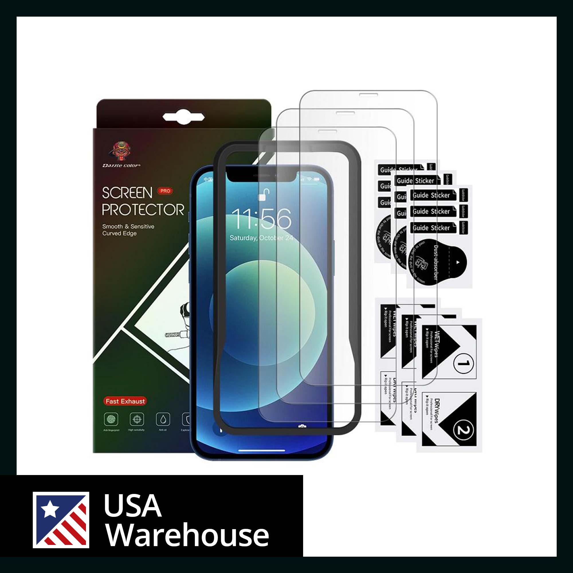 Tempered Glass Screen Protector with Frame For iPhone 12 Series